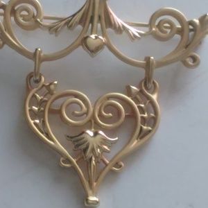 Hearts Dangle Brooch Signed AJC Vintage Pin